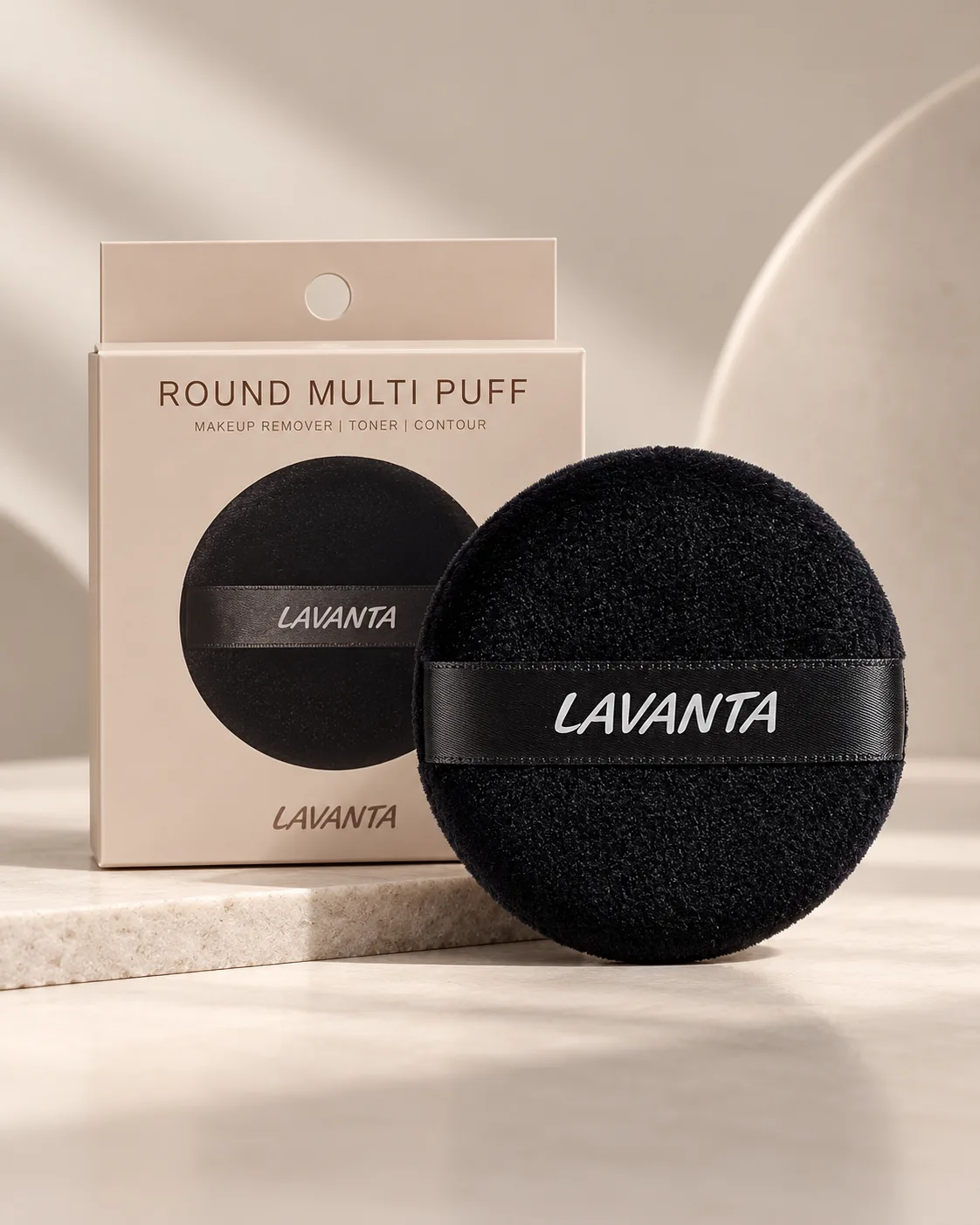 LAVANTA Round Powder Puff - Black - product